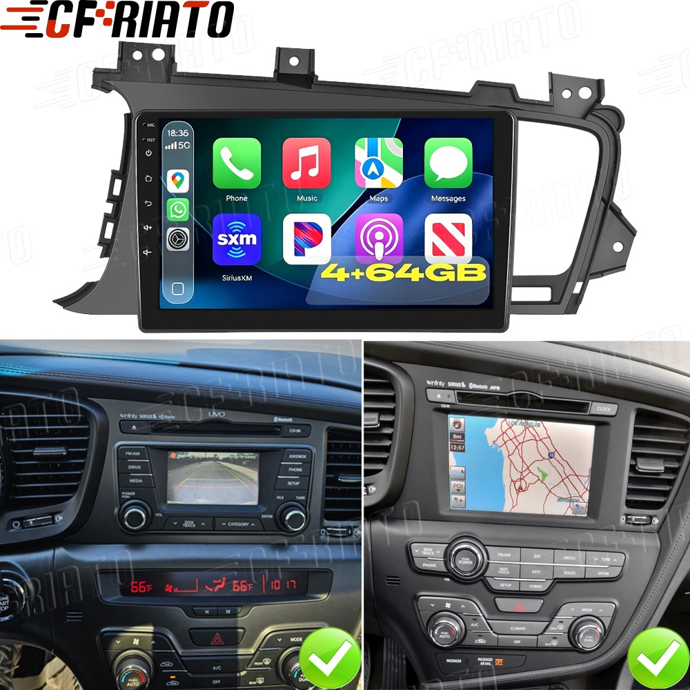 4+64GB For 2011-2013 Kia Optima Apple Carplay Android 15 Car Radio GPS Wifi Navi