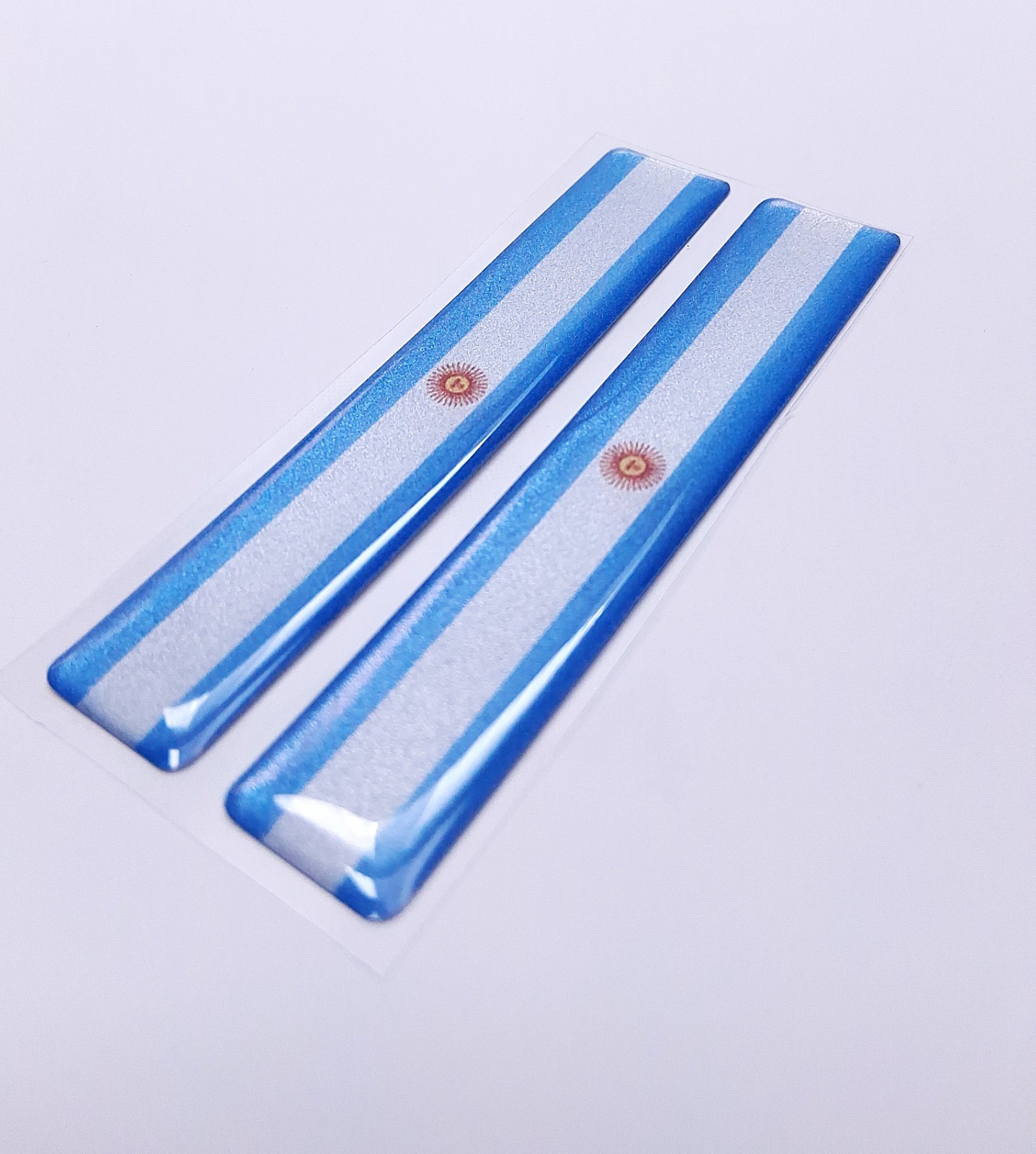 ARGENTINA FLAG 3D EPOXY CAR EMBLEM SET (2) FLEXIBLE DURABLE WATERPROOF