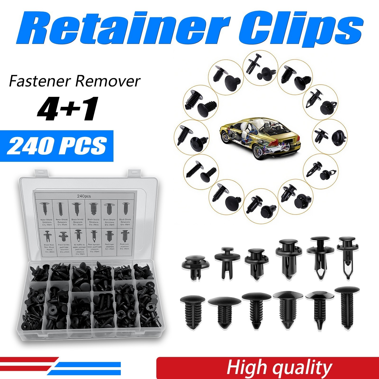 ✅240PCS Car Bumper Retainer Clips Kit – Auto Plastic Rivets & Push Fasteners