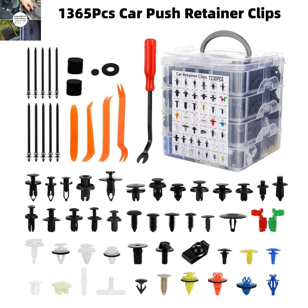 1365Pcs Car Push Retainer Clips Fasteners Kit Fender Rivet Auto Push Pin Rivets