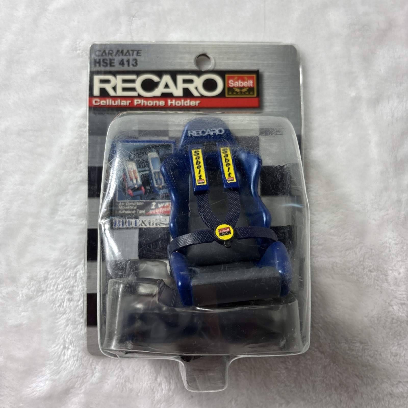 Vintage CARMATE Recaro Seat Blue Cellphone Holder Import JDM Y2K Tuning