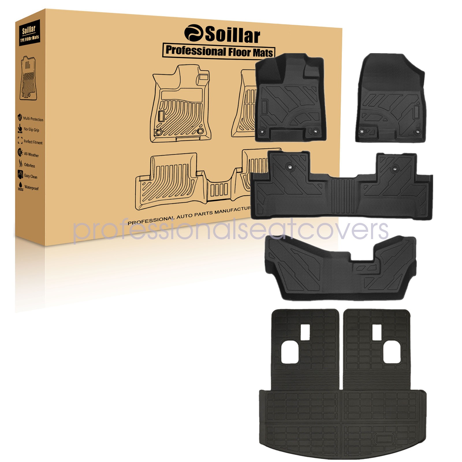 Floor Mats / Trunk Cargo Liners For 2014-2020 Acura MDX TPE All Weather 3D Black
