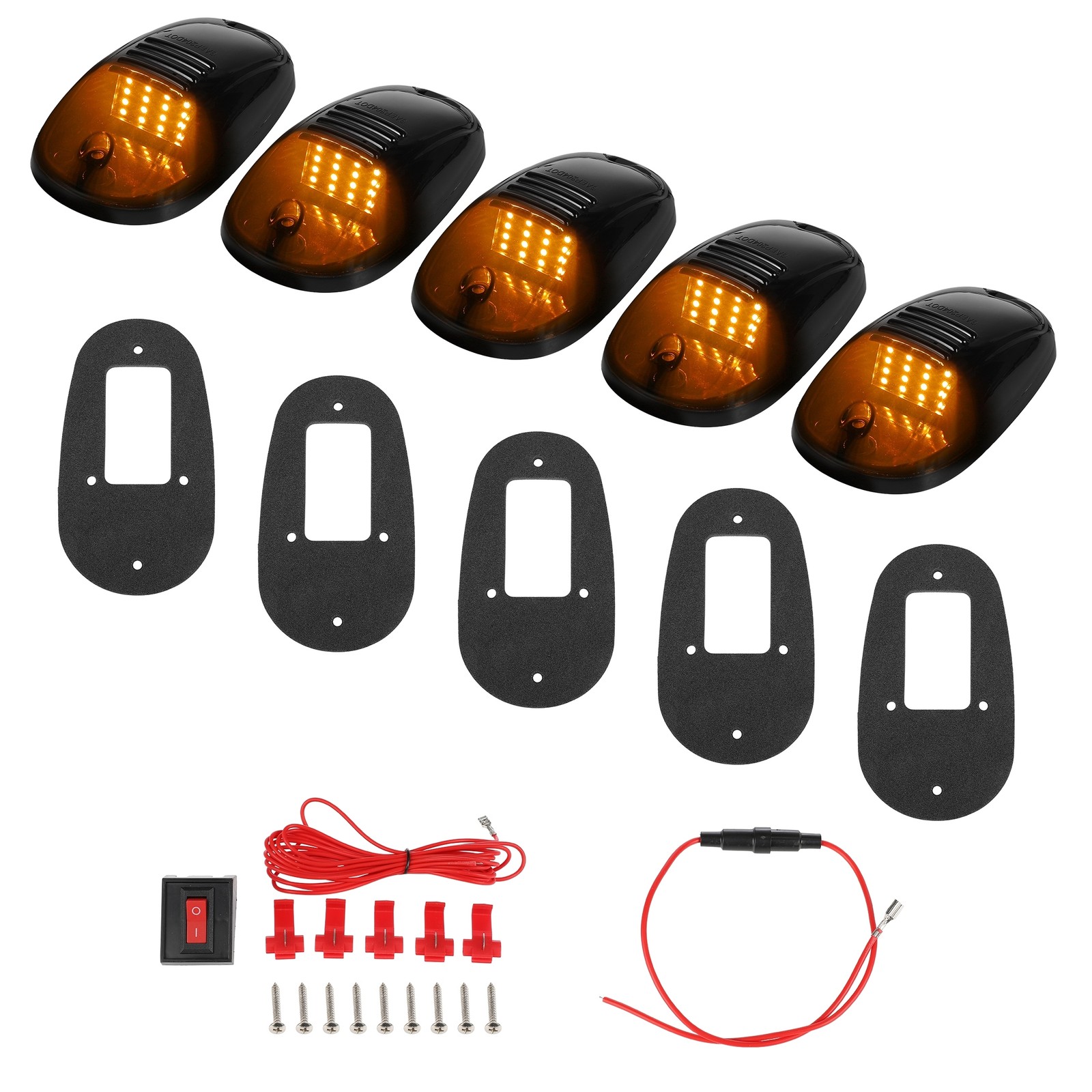 5PCS Smoked Amber LED Cab Roof Top Marker Running Lights For Jeep Truck SUV Car