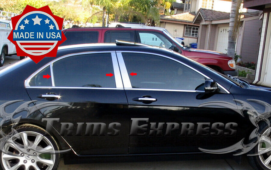 2004-2008 Acura TSX 6Pc Chrome Pillar Post Stainless Steel Trim Door Cover