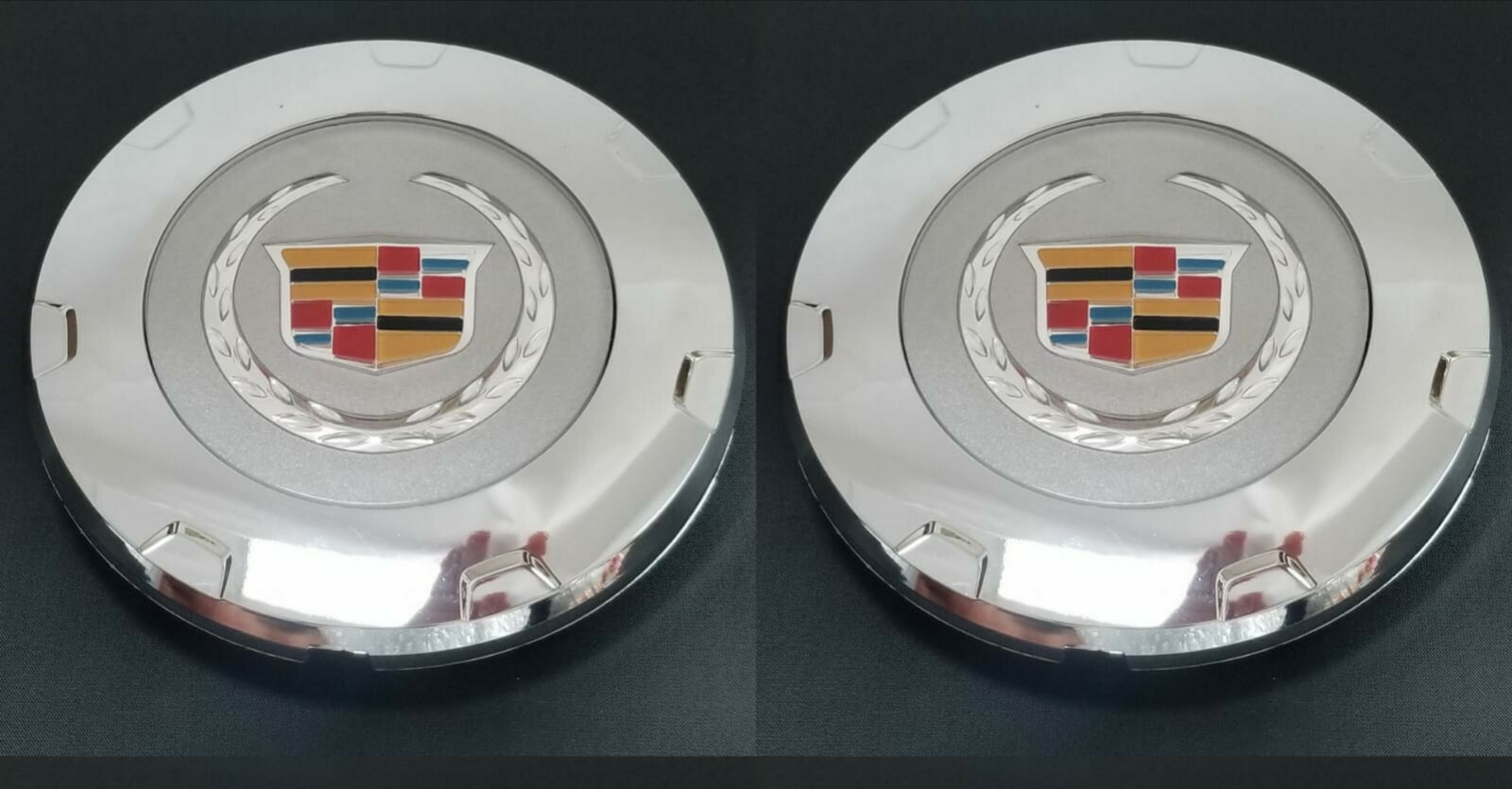 2Pcs Cadillac Escalade 22 Cap 2007 2014 Chrome Color Crest 9597355 New Fast Ship