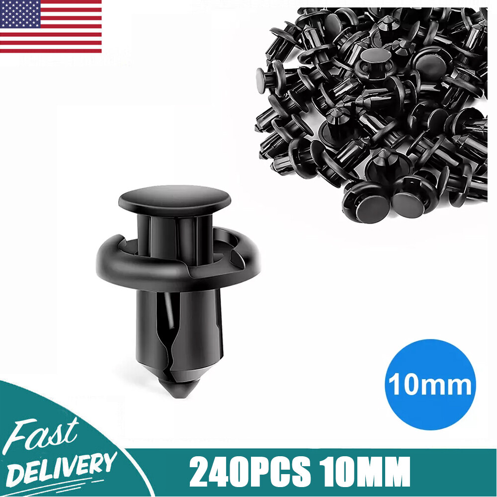 240Pcs Bumper Clips 10mm Hood Fender Push Rivets Retainer Fasteners for Honda