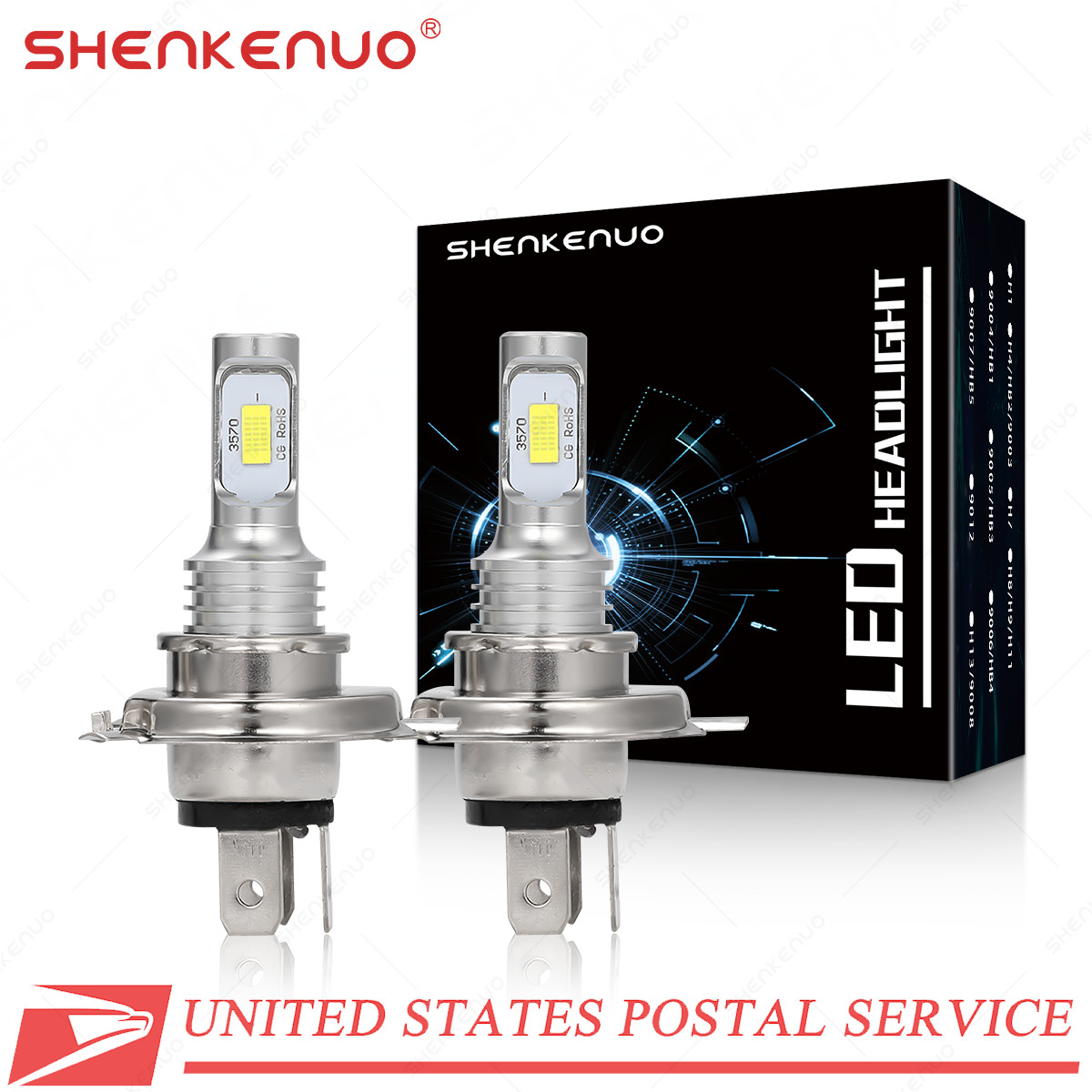 2x H4 9003 LED Headlight Bulbs Conversion Kit High low Beam 4000LM 6000K White