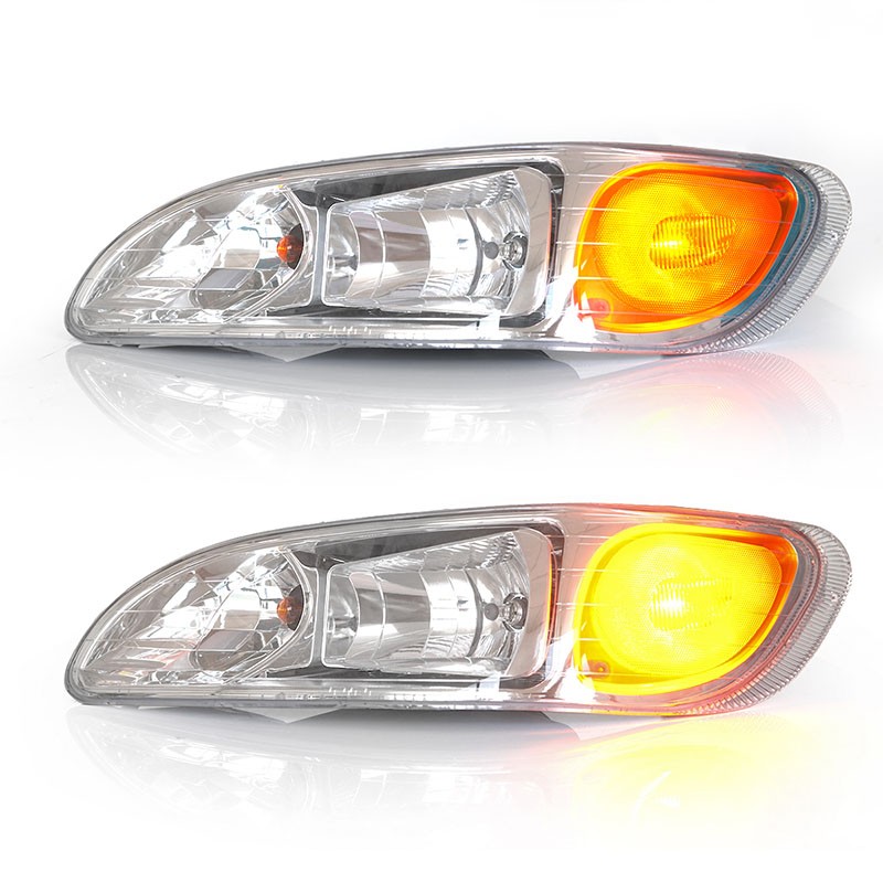 2PCS Headlights Headlamps Assembly Pair For Peterbilt 340 384 386 387 LH+RH Side