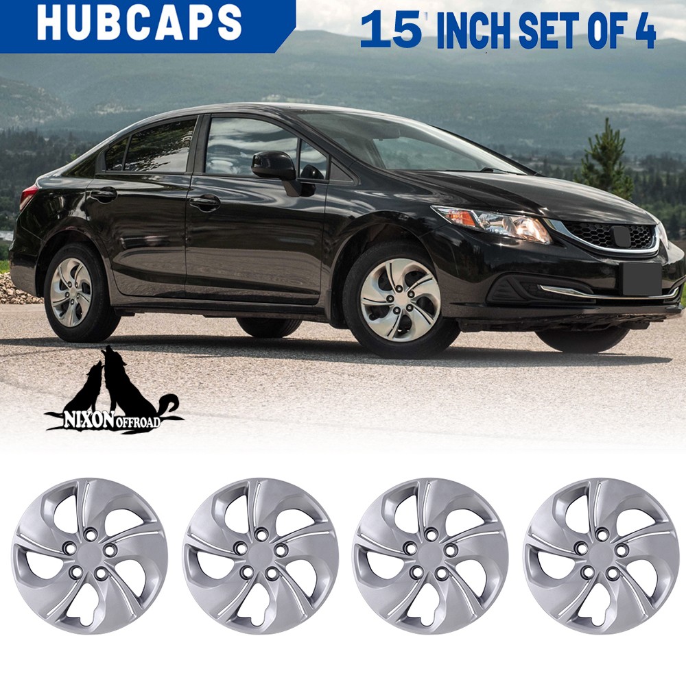 15″ set of 4 Wheel Covers Full Rim Snap On Hubcaps For 2013-2015 Honda Civic