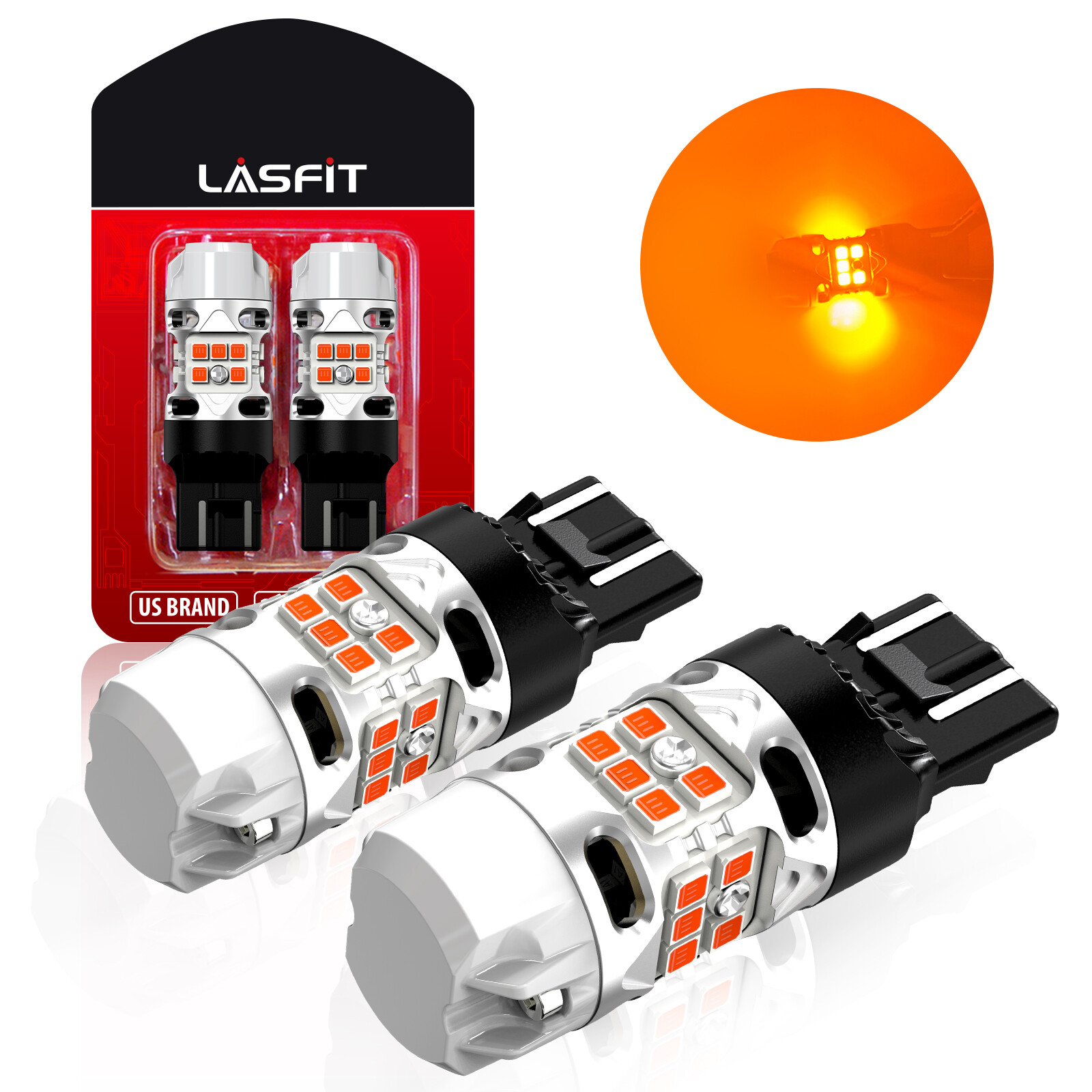 LASFIT 7443 7440 Amber LED Front Turn Signal Light Bulbs No Hyper Flash CANBUS