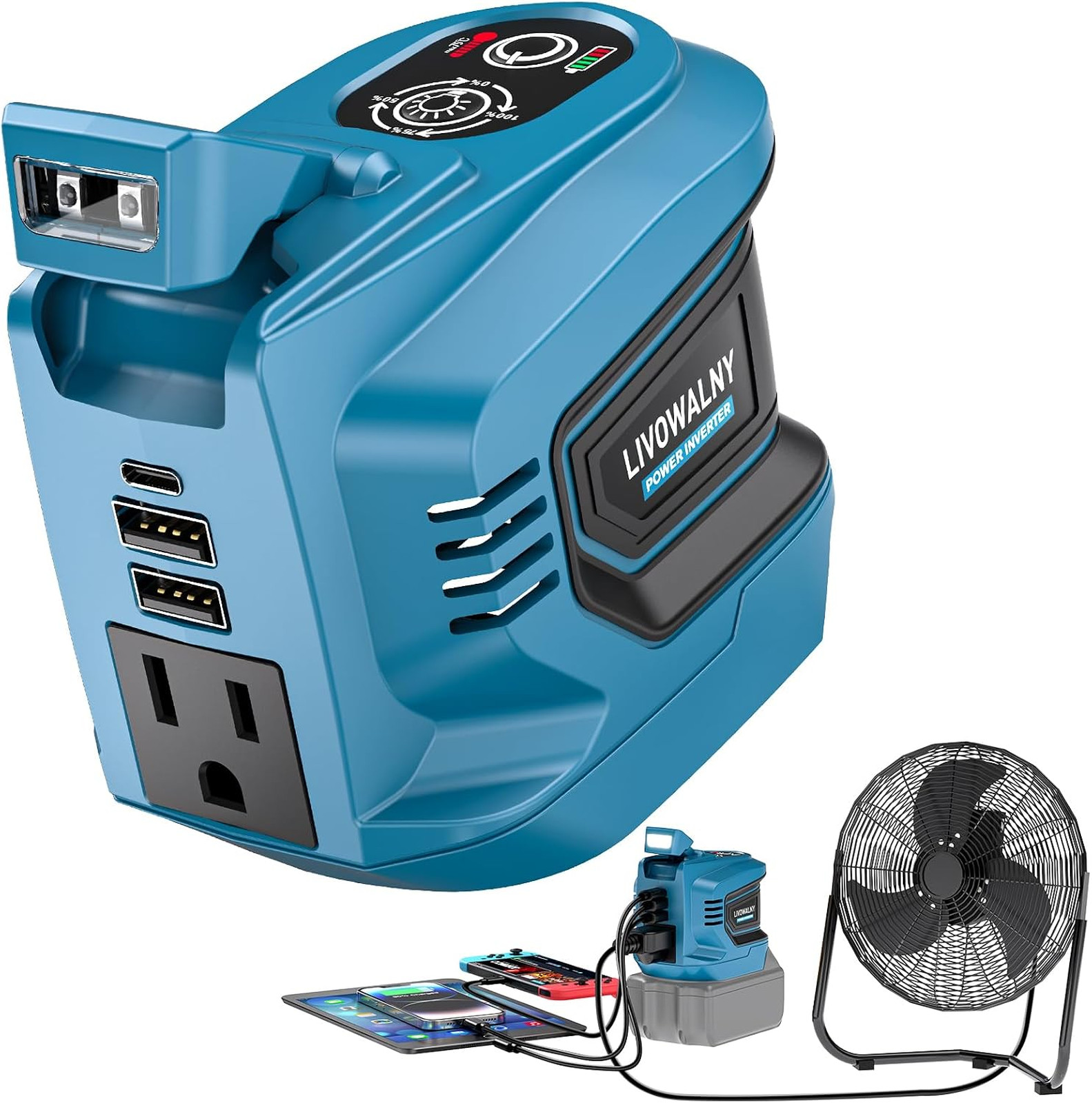 Power Inverter 200W Compatible with Makita 18V Batteries Portable AC DC