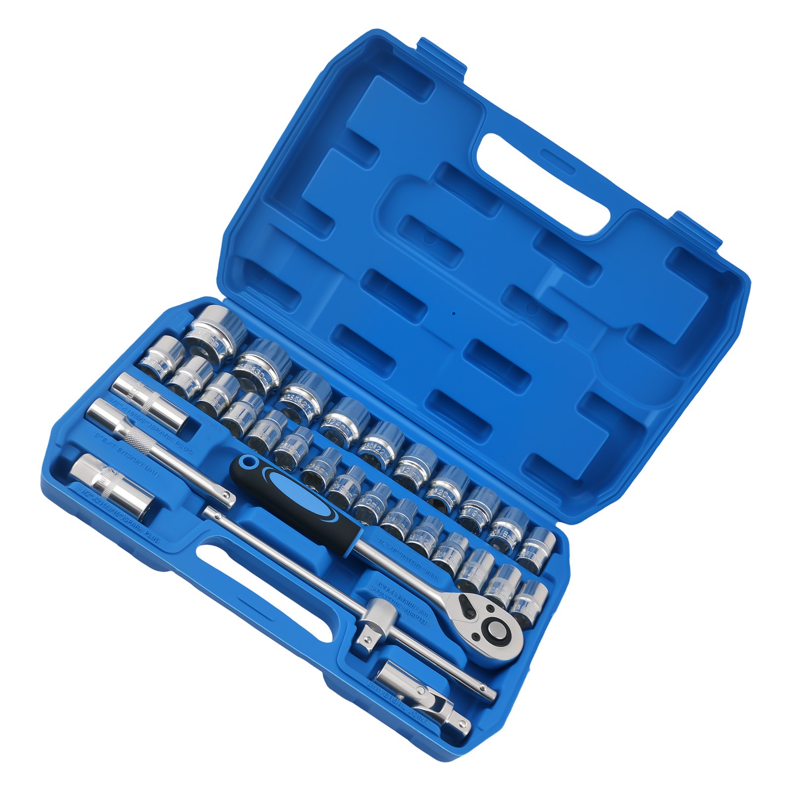 1/2″ Drive Socket Set 32PCS 8-32mm Chrome Vanadium Steel Ratchet Wrench Kit