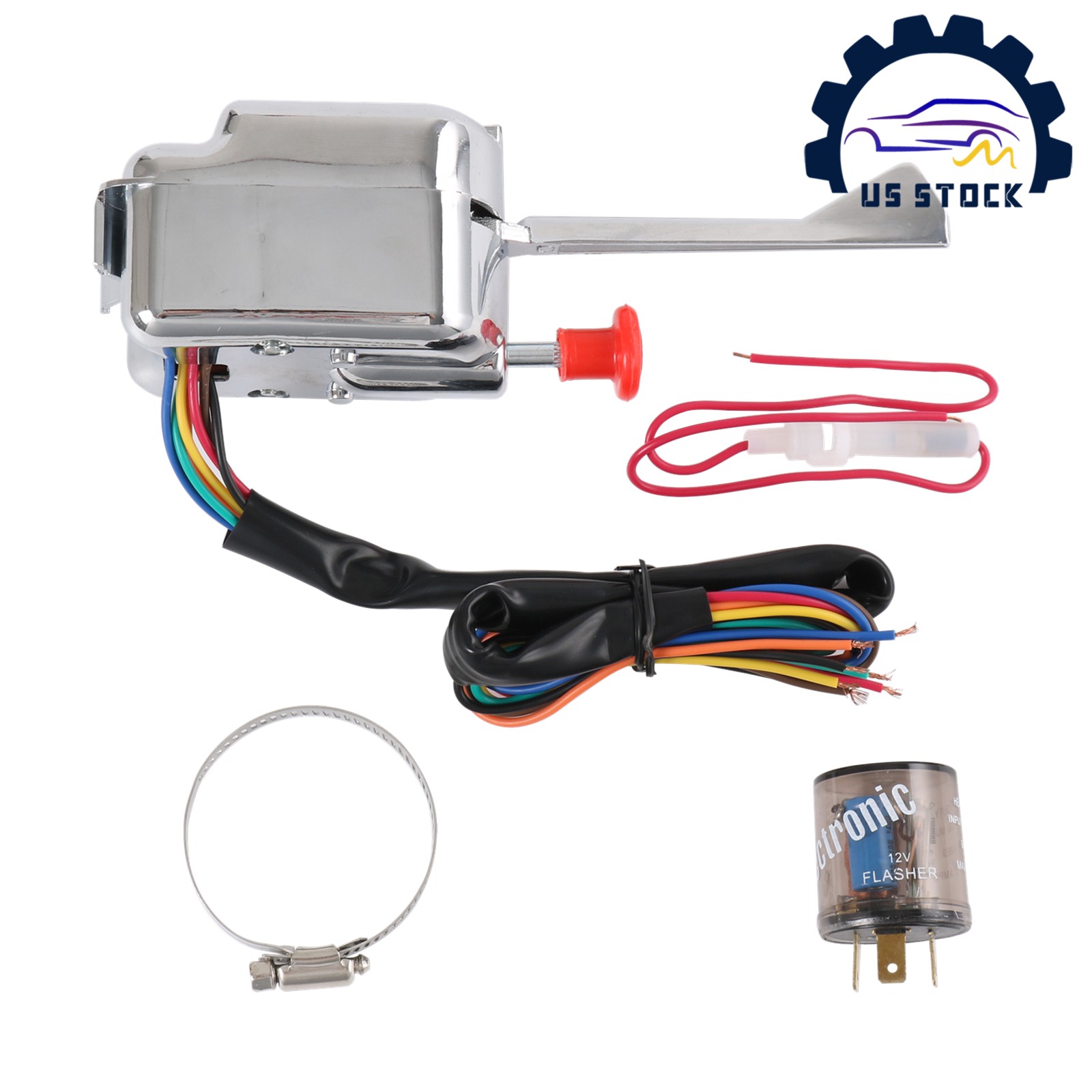 12V Chrome Universal For GM Ford With Flasher Street Hot Rod Turn Signal Switch
