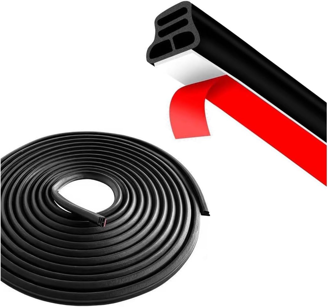 Car Weather Stripping, 9.8Ft Triple Layer 4 Holes Self Adhesive Rubber DSize: 3m