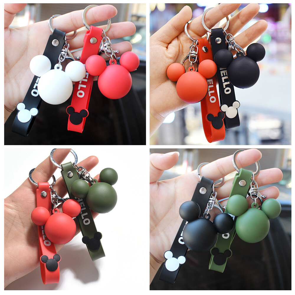 PVC Soft Silicone Rubber Cute Cartoon Mickey Head Keychain for Key or Decoration