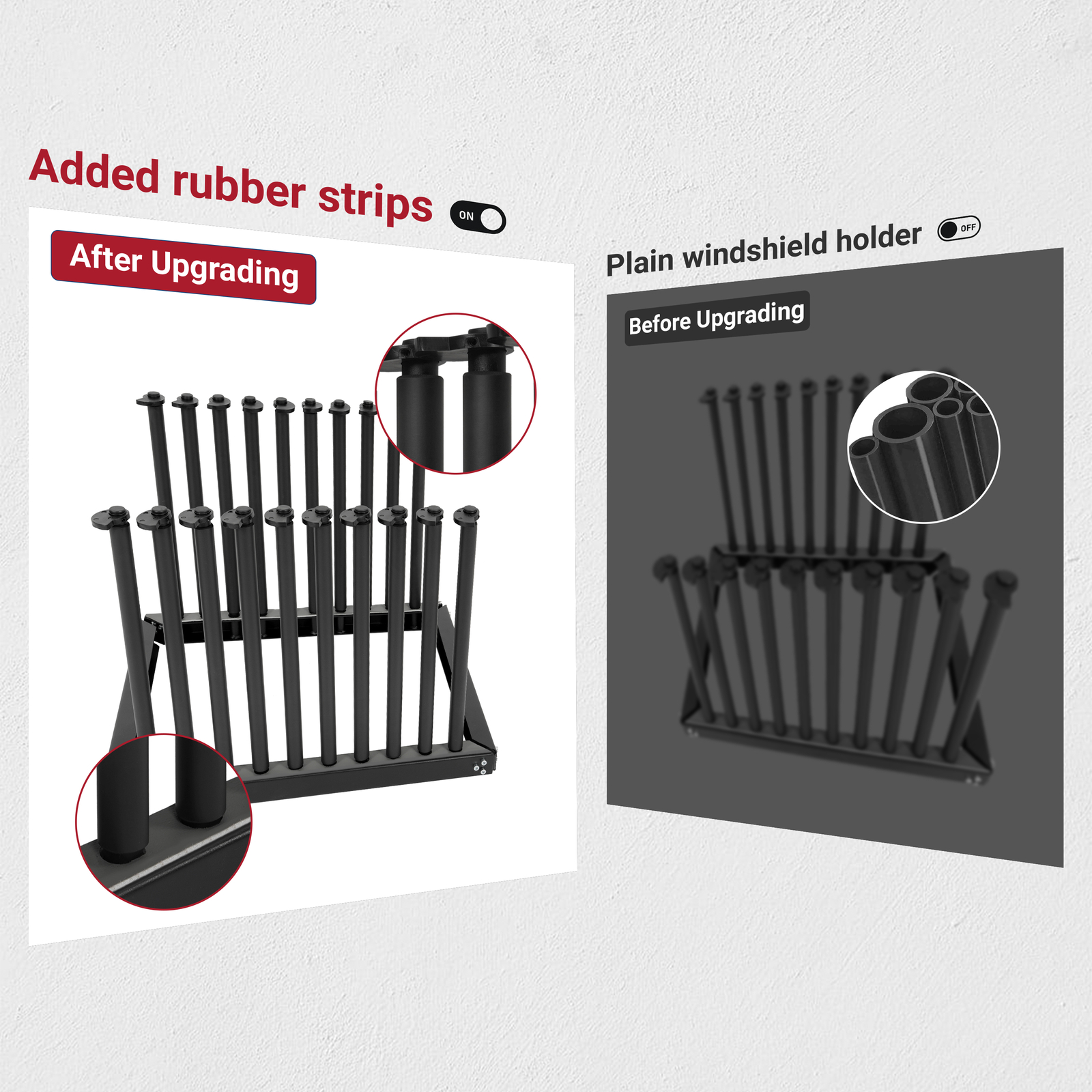 9 Lite Rack Windshield, Auto Glass Shop Transport Rack w/PVC Rubber Pad