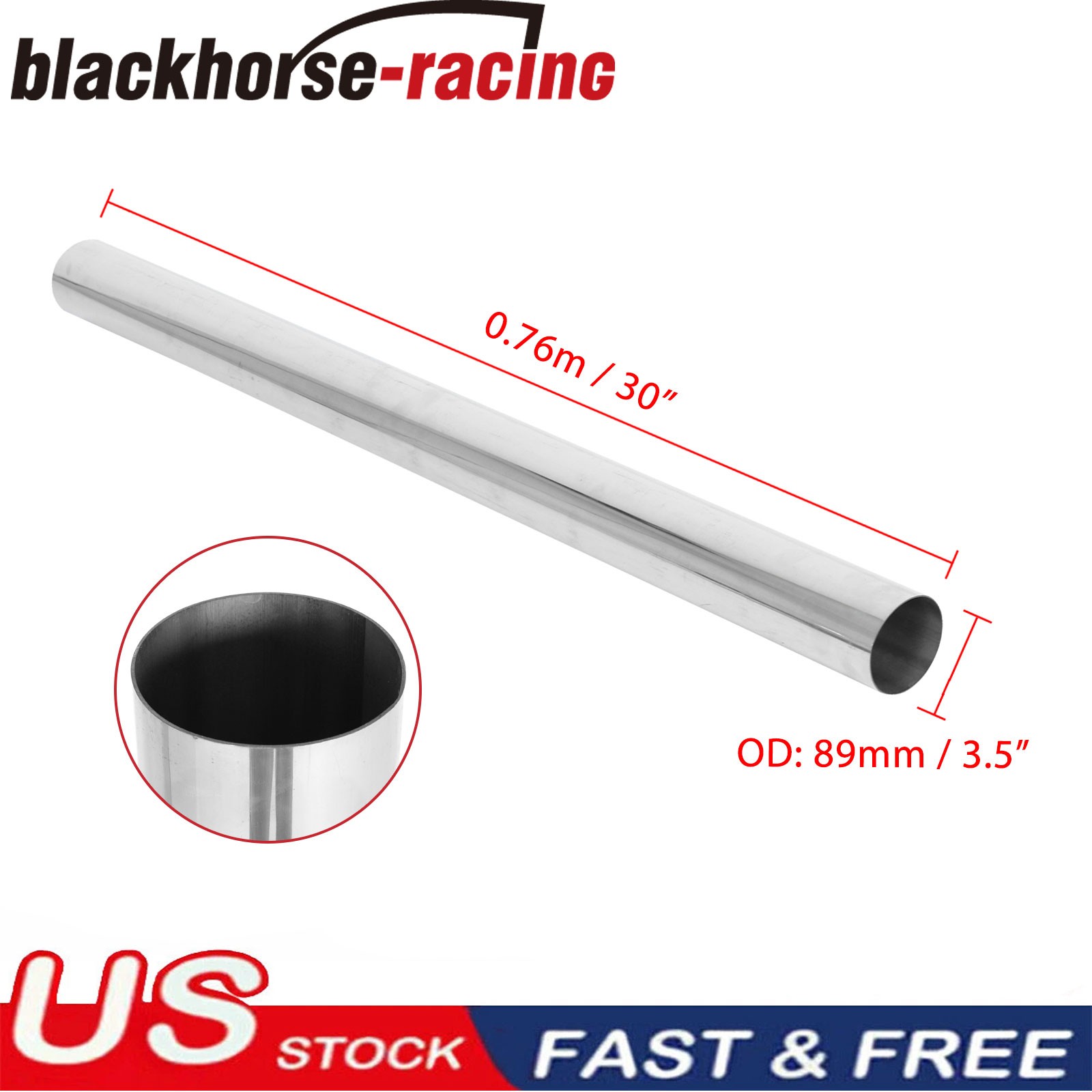 T304 Stainless Steel Straight Exhaust Pipe Tube Piping Tubing 3.5″ 3 1/2” 89mm