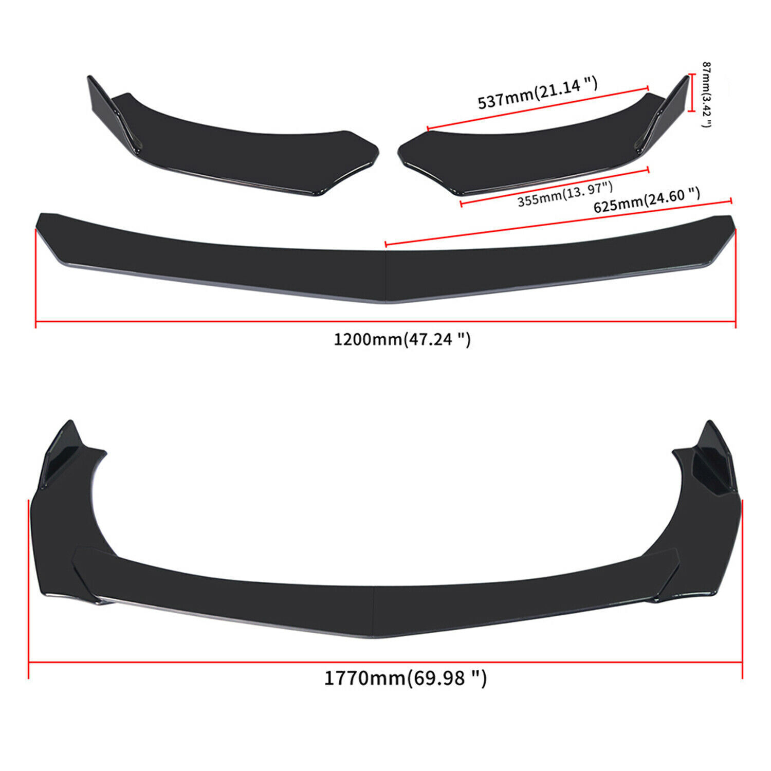 For Ram 1500 2011-17 Front Bumper Lip Chin Spoiler Splitters Glossy Black CAO