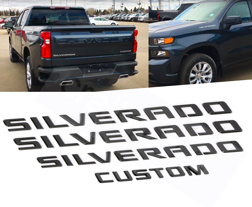Matte Black 2019-2023 Chevrolet Silverado Custom Fender Tailgate Emblem Badge