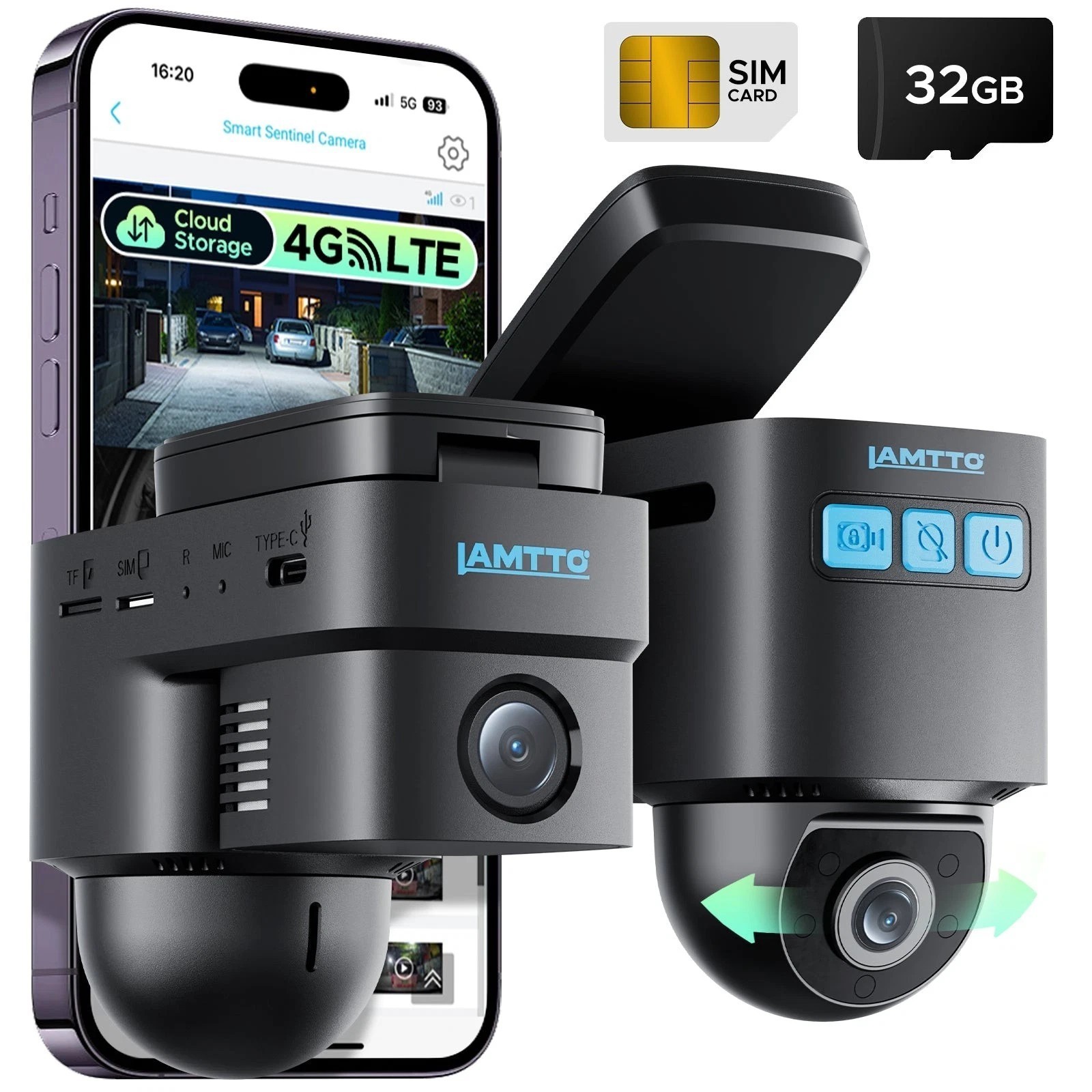 Dash Cam 4G LTE Real Time GPS Live View Dual 1080P Camera 24H Parking Monitor