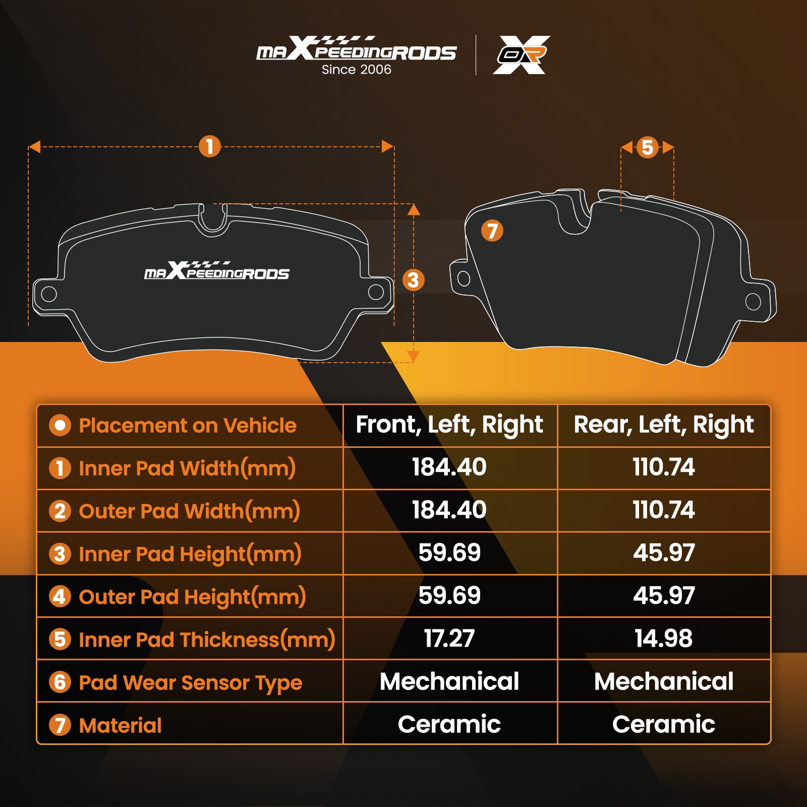 Front&Rear Ceramic Brake Pads Kit for Chevrolet Equinox GMC Terrain 2010-2017