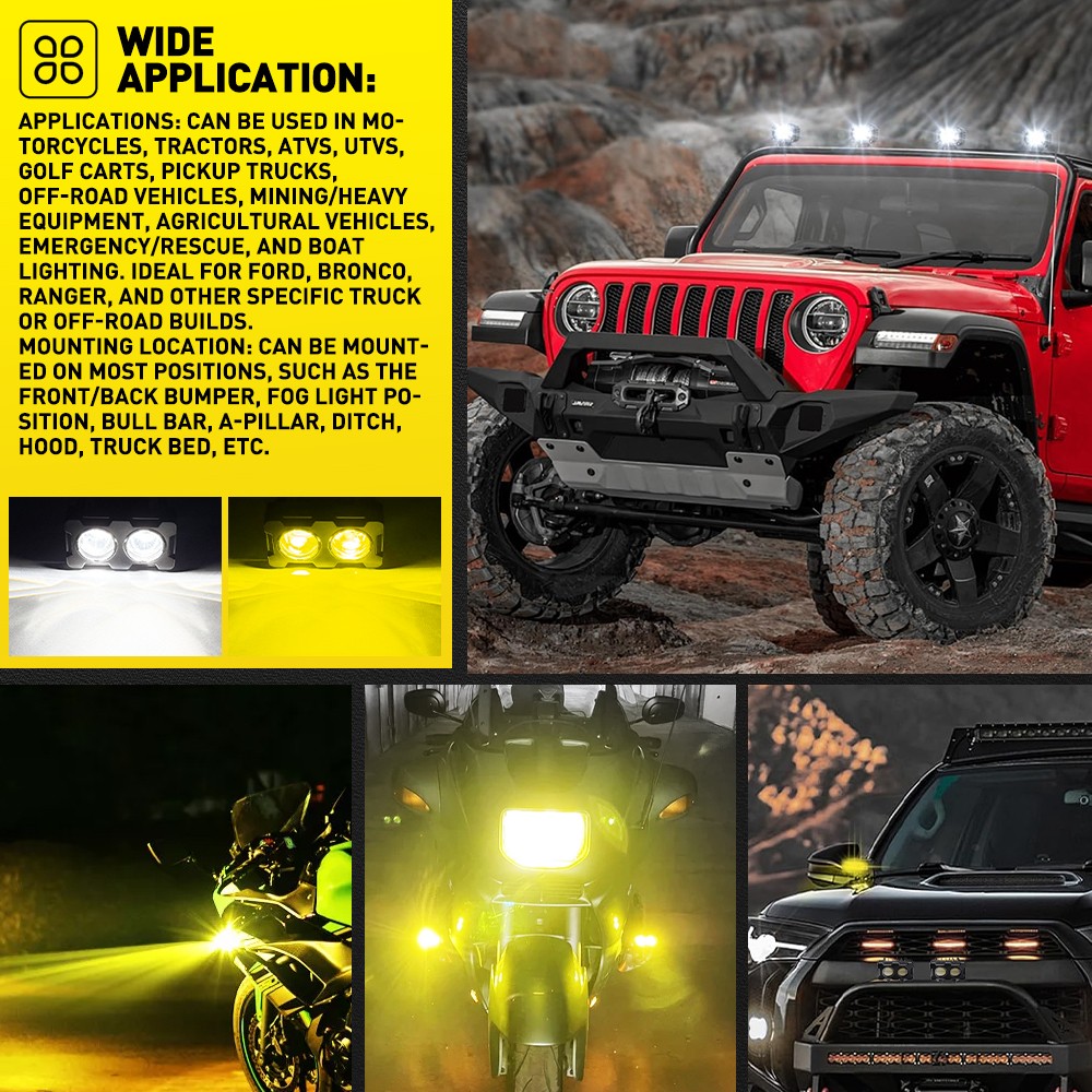 2x 3inch Work LED Light Bar Spot Cube Pods Driving Fog Lamp Offroad ATV UTV New