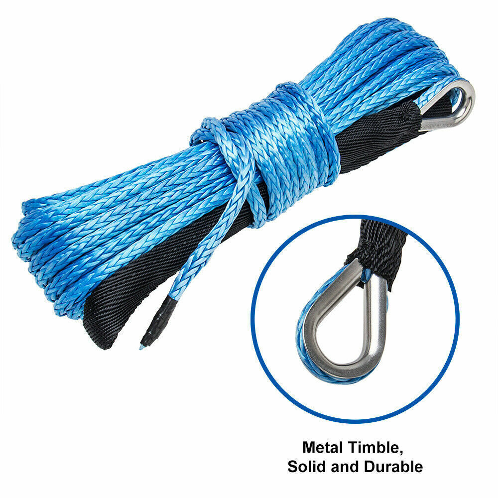 10000LB Synthetic Winch Rope Line Recovery Cable w/ Sheath For Car SUV ATV UTV