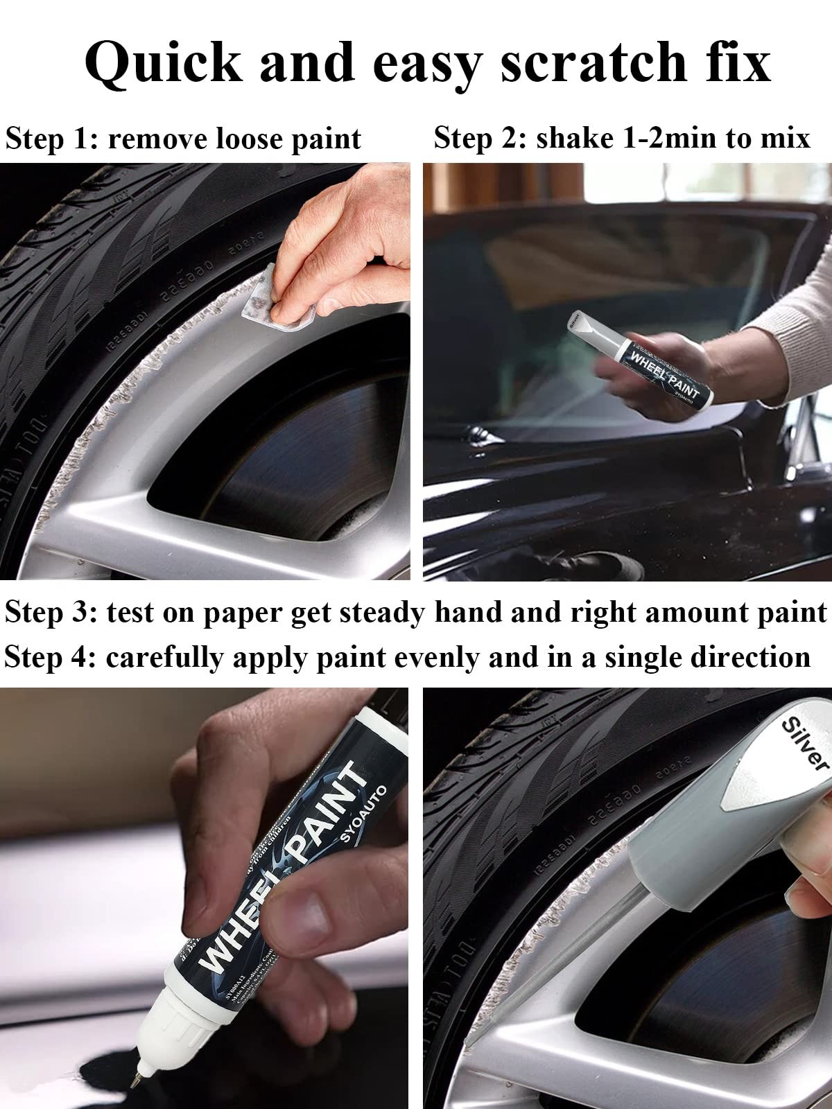 SYOAUTO Matte Black Rim Touch Up Paint, Car 1 Count (Pack of 1),