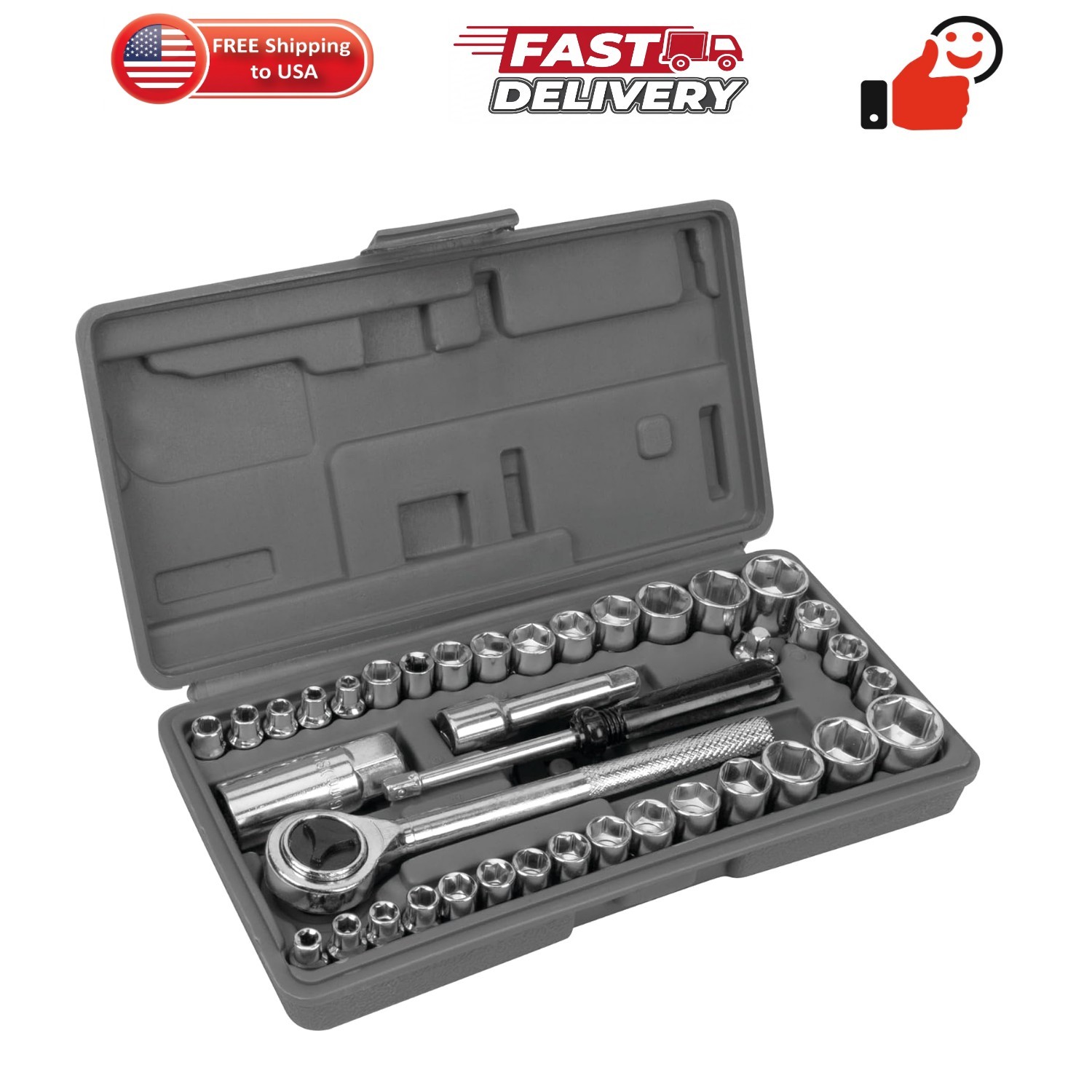 W1173 SAE/Metric 40-Piece SAE and Metric Socket Set, 1/4-Inch & 3/8-Inch Drive
