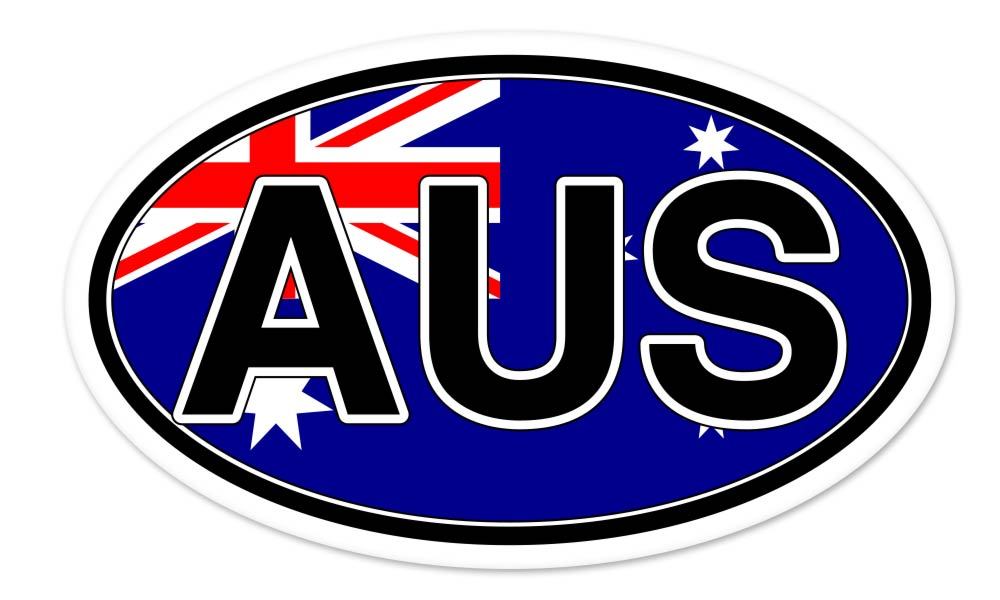 Australia AUS Flag Coat of Arms Flag Oval car window bumper sticker decal 5″ x 3