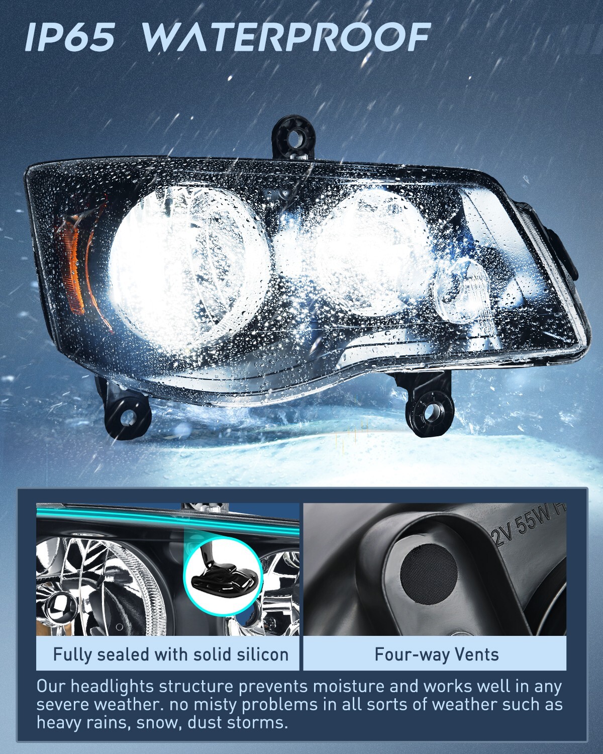Nilight Headlight Assembly for 2011-2019 Dodge Grand Caravan 2 Years Warranty