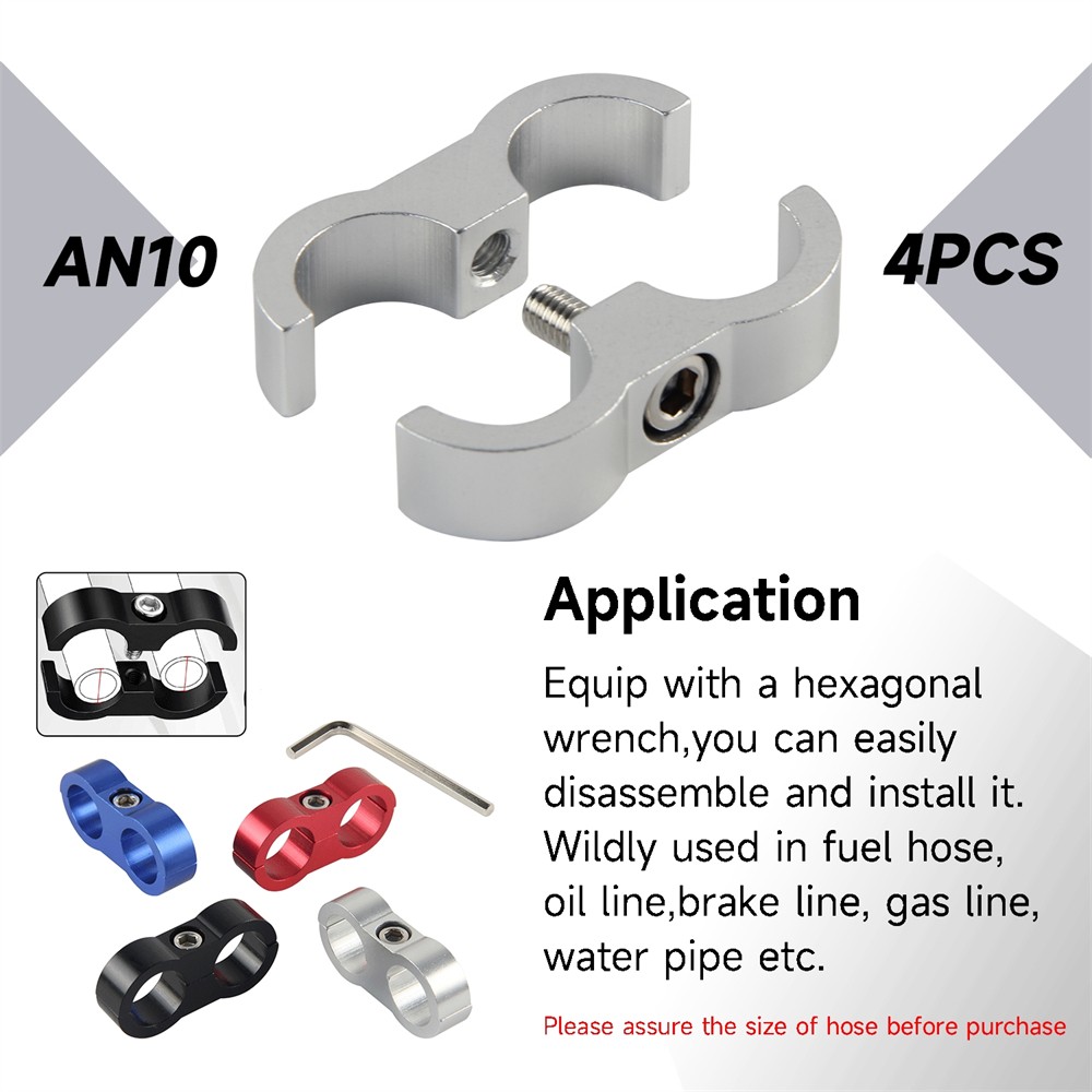 4pcs AN10 19MM 0.75” Braided Hose Separator Clamp Fitting Adapter Bracket SL