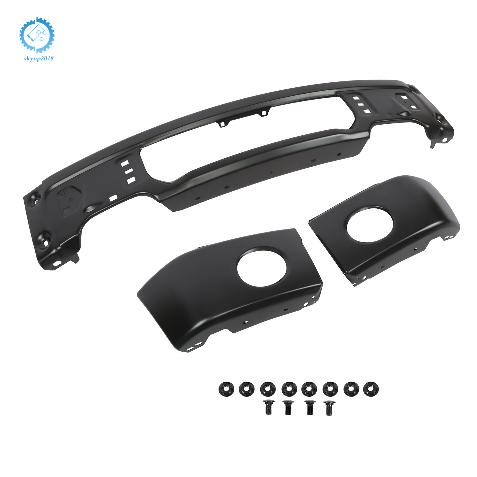 Split-Type For Ford F150 2009-2015 W/ Fog Light Hole Steel Front Bumper Black