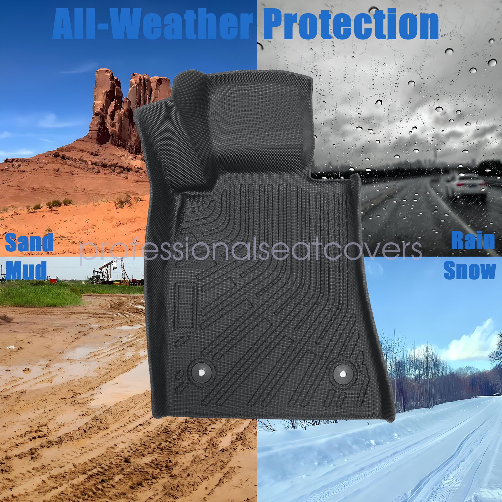 3D All-Weather Front & Rear TPE Floor Mats Liners Set For 2013-2019 Cadillac ATS