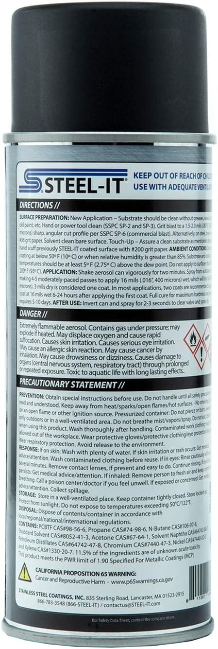 Steel-it 1012B Black Polyurethane Stainless Steel Spray 14oz Can Pack of 2