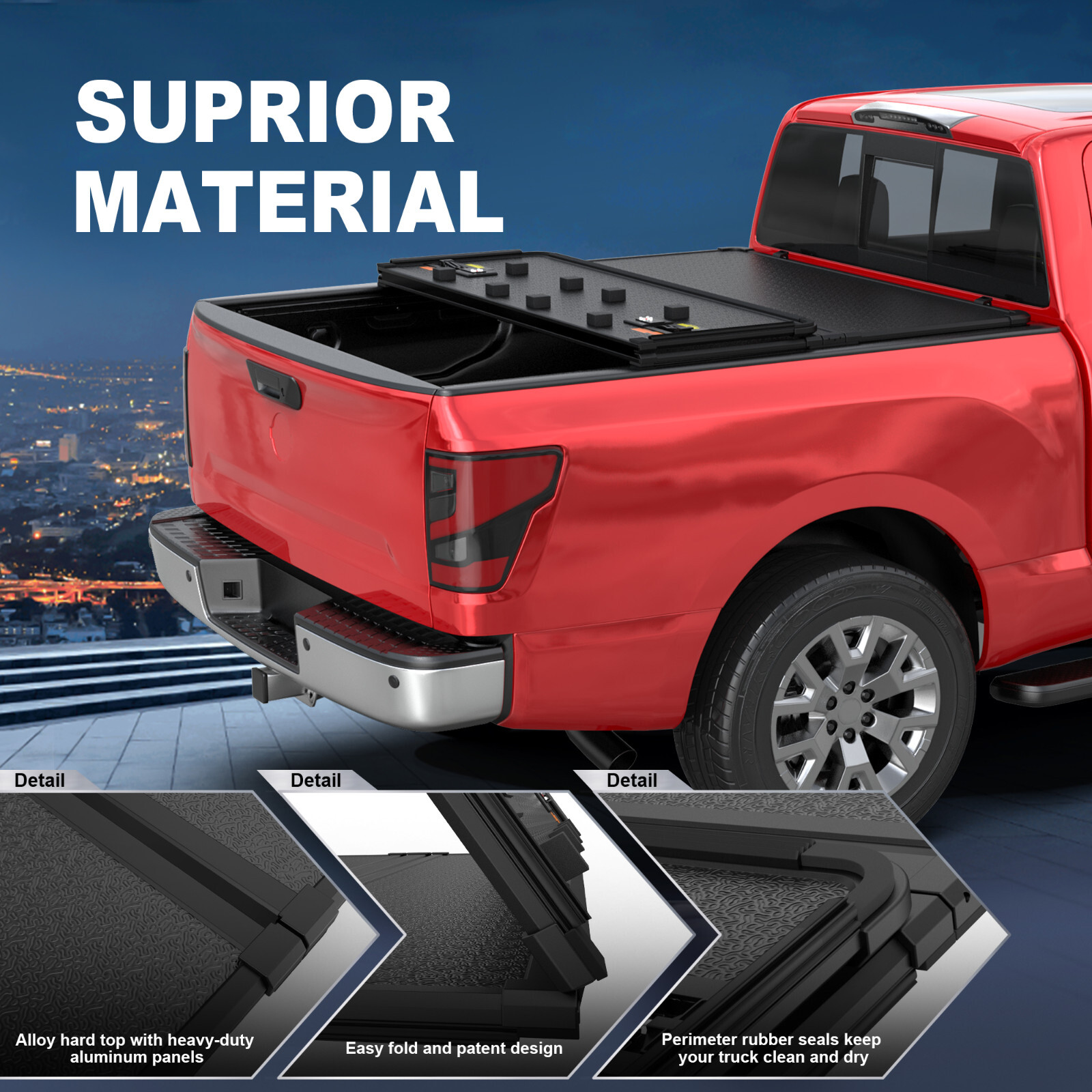 3 Fold 5FT Hard Solid Truck Bed Tonneau Cover For 2005-2024 Nissan Frontier