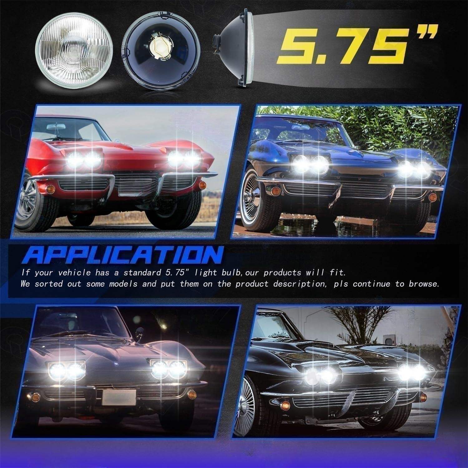 4pcs 5.75″ LED Headlights Hi-Lo 6500K White for buick Electra LeSabre Skylark A+