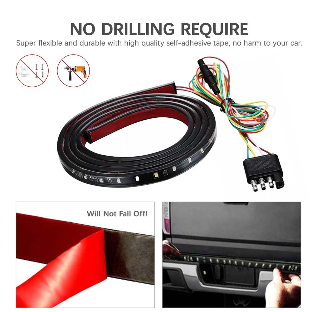 60″ LED Waterproof Tailgate Light Bar Truck Brake Reverse Turn Signal Strip Lamp