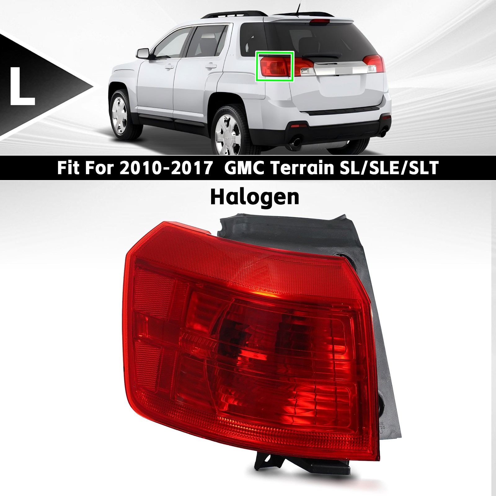 Halogen Tail Light For 2010-2017 GMC Terrain Brake Lamp Outer Left Driver W/Bulb