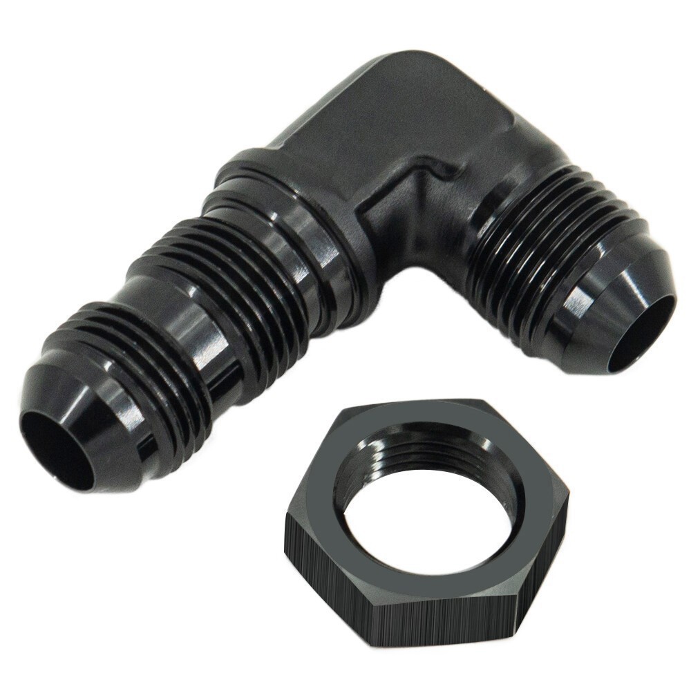 New 2Pcs 6AN/8AN/10AN Male to Male 90 Degree Bulkhead Adapter Fitting with Nut