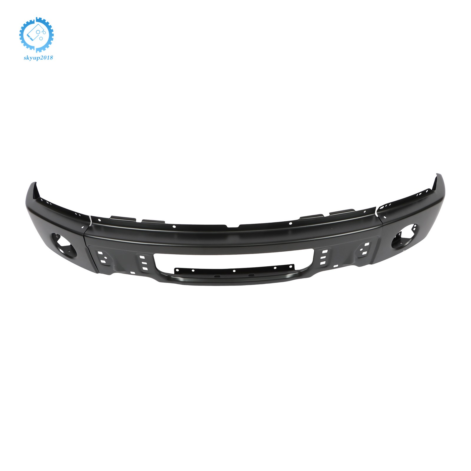 Split-Type For Ford F150 2009-2015 W/ Fog Light Hole Steel Front Bumper Black