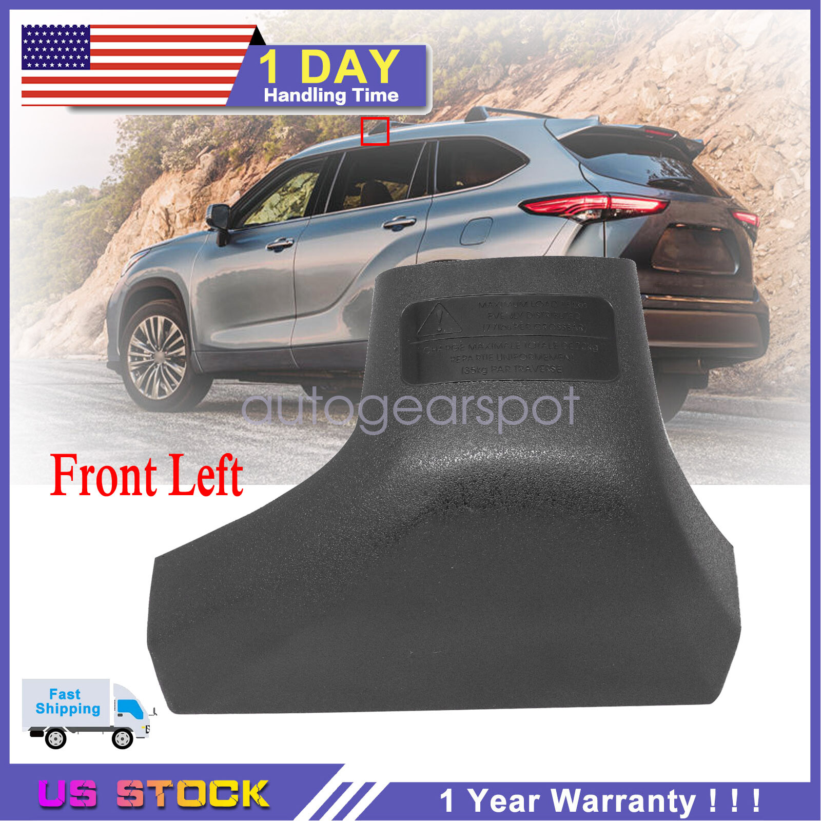 Roof Rack Cover Front Left For Toyota Highlander Hybrid Platinum 2020-2023