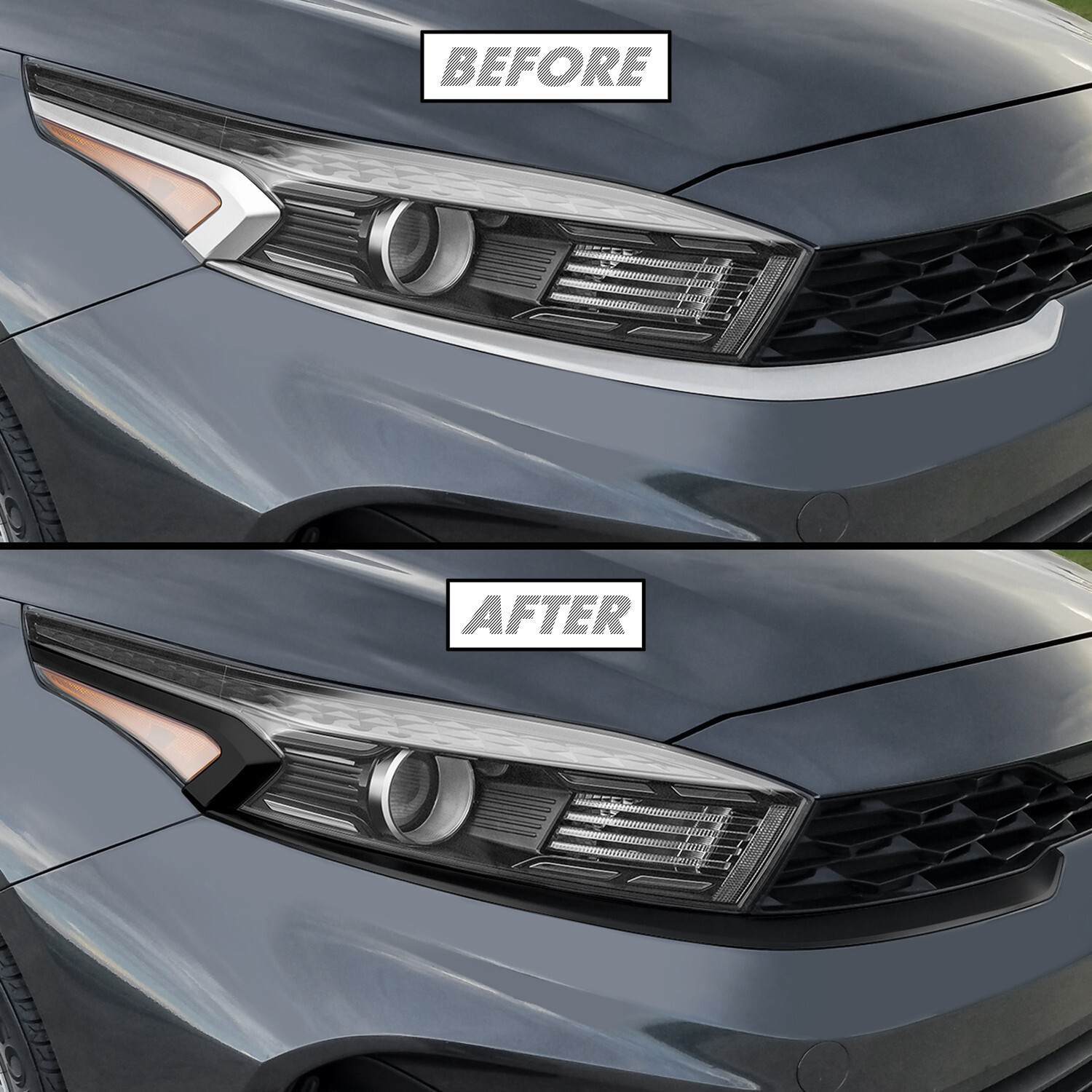 Chrome Delete Blackout Vinyl Overlay for 2022+ Kia Forte Grill Trim