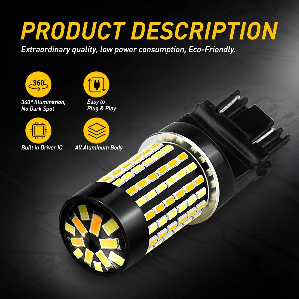 3157 LED DRL Turn Signal Parking Light Bulbs Canbus Dual Color White Yellow 2PCS