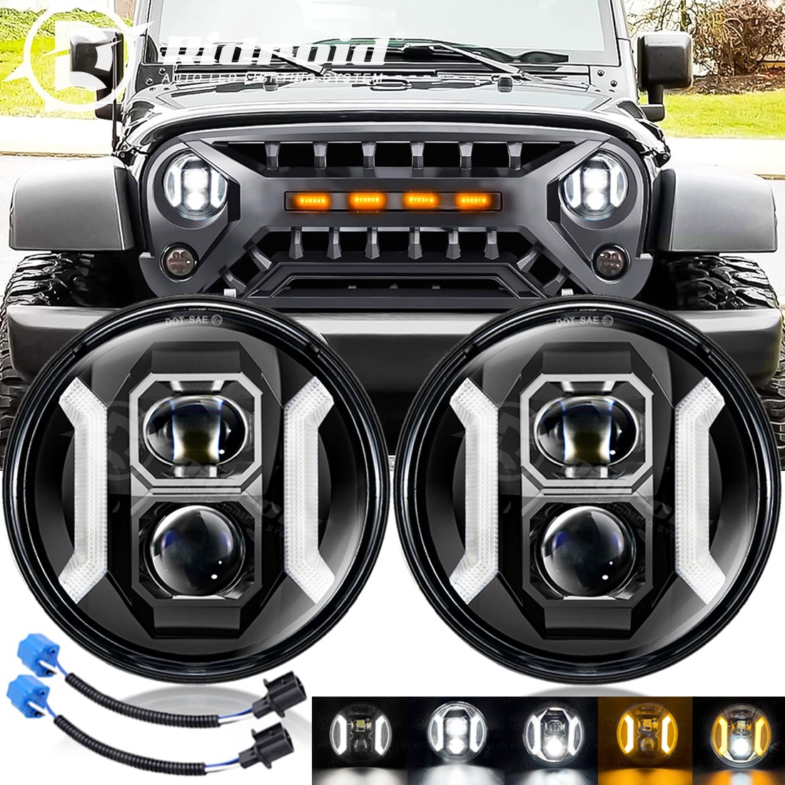 Newest 7-inch H6024 LED Headlights for Jeep Wrangler JK Unlimited JKU 2007-2018
