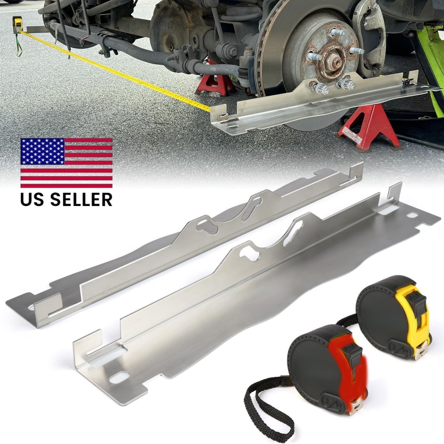 Wheel Alignment Tool Toe Plates With 2 Tape Measures Accurate Measurements