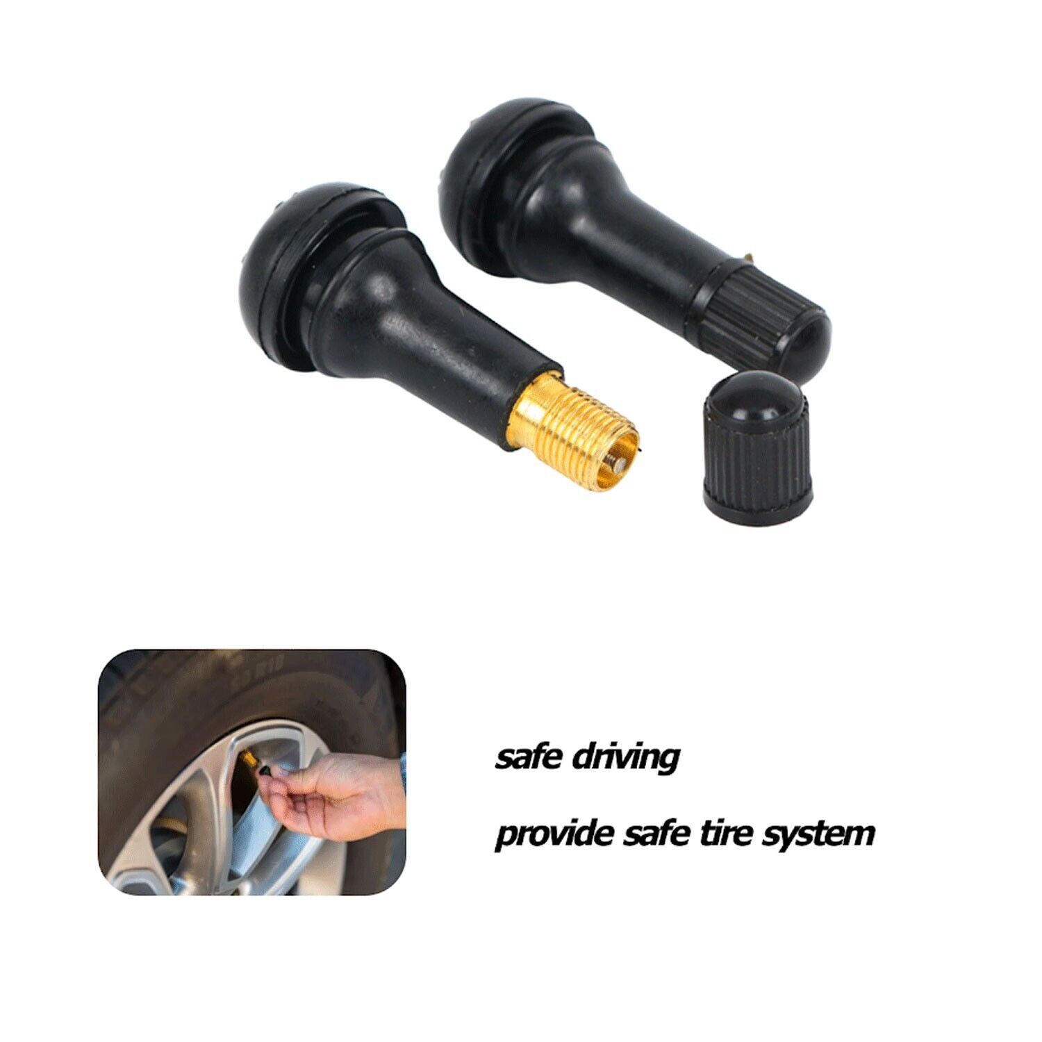 Tire VALVE STEMS TR 413 Snap-In Car Auto Short Rubber Tubeless Tyre Black