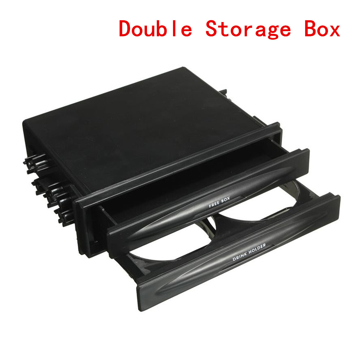 Double 2 Din Dash Radio Installation Pocket Cup Holder Storage Box For Car SUV