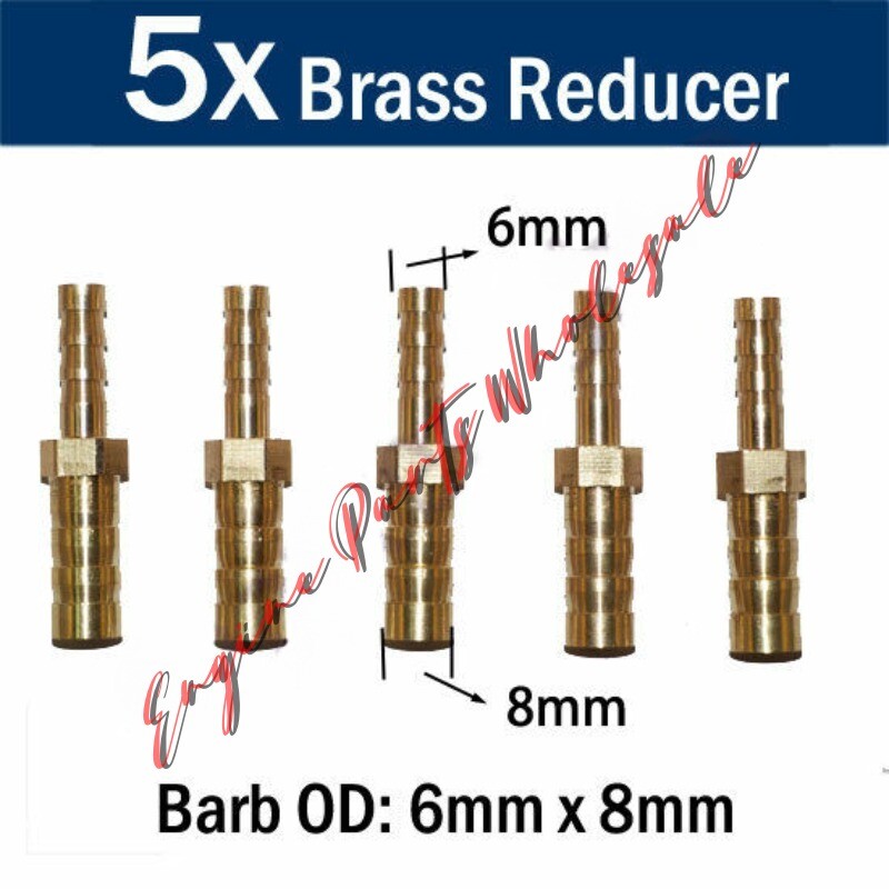 5X Brass 1/4″ 5/16″ 6mm 8mm Straight Reducer Hose Barb Fitting Connector Adapter