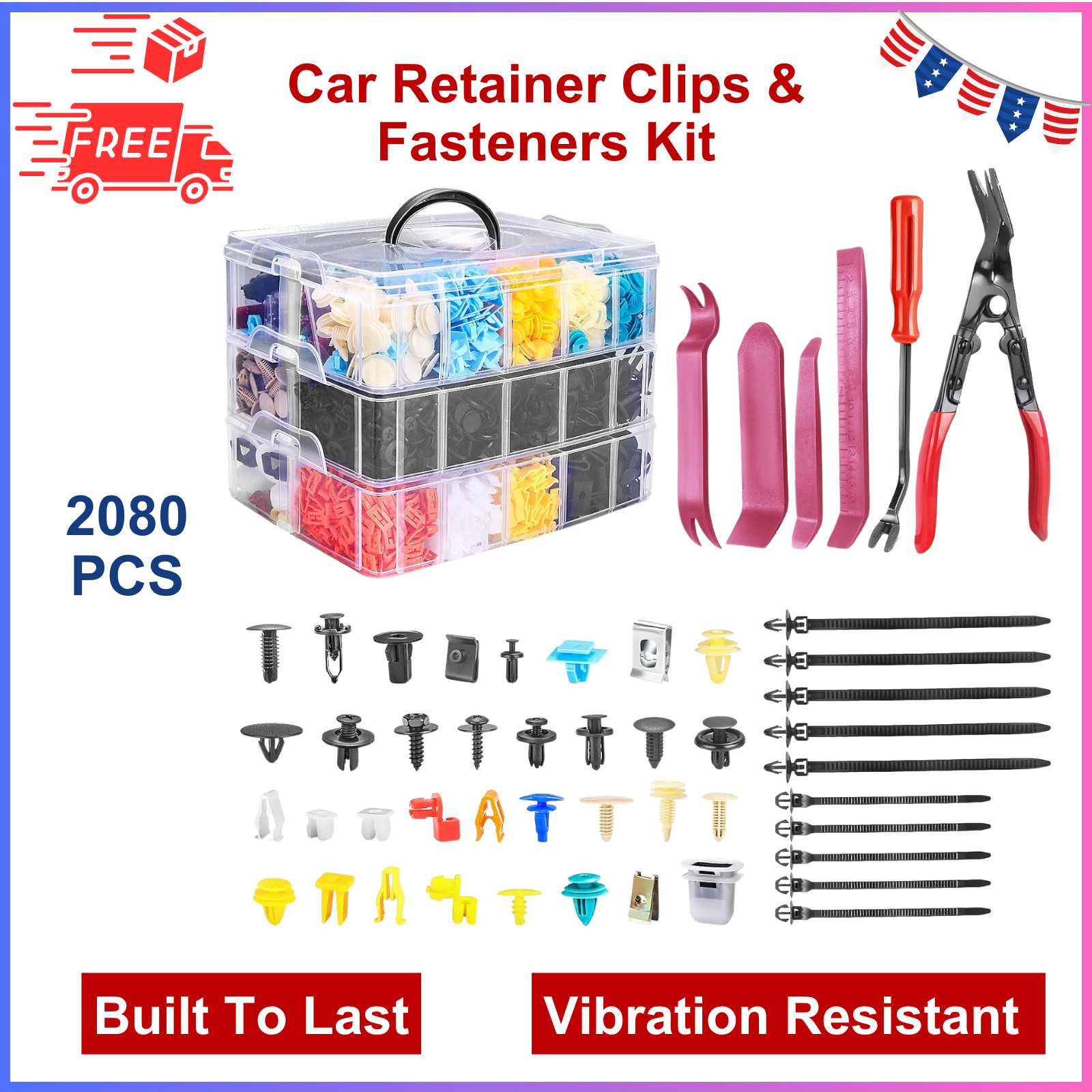 2080 Pcs Car Push Fender Clips Retainer Fasteners Bumper Rivet for Toyota, Ford